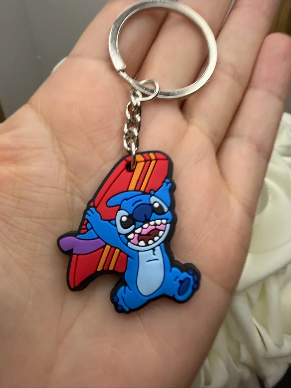 Blue Stitch Surfboard Keychain